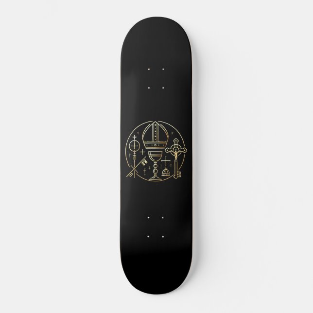 Heraldisches Symbol Papst Mini Skateboard Bräda 18,5 Cm (Framsida)