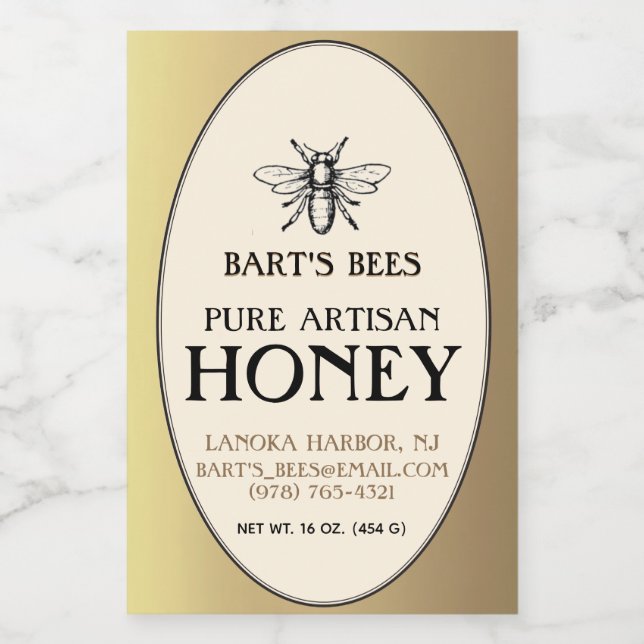 Heraldisk birektangel Livsmedelsetikett Guld Oval Mat Etikett (Singel etikett)