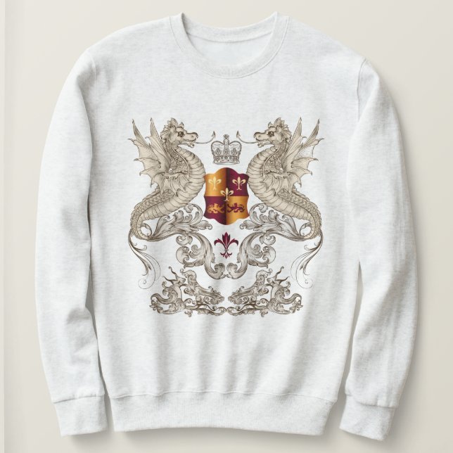 Heraldisk design med Dragons Fleur Lis Sweatshirt T Shirt (Design framsida)