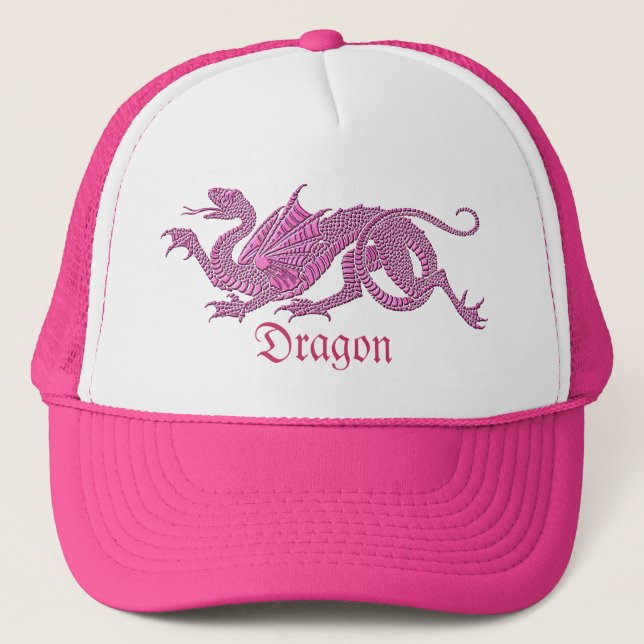 Heraldisk drake (rosan) - hatt #1 truckerkeps (Framsida)