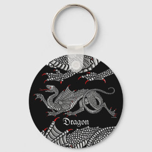 Heraldisk drake (silver) - Keychain Nyckelring