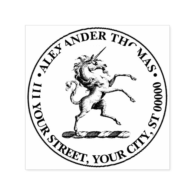 Heraldisk enhörning stigande vapensköld emblem självfärgande stämpel (Design)
