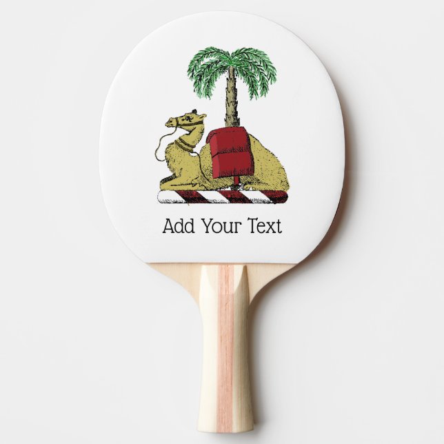 Heraldisk Kamel Palmtree Färg Vapen Coat of Arms ö Pingisracket (Framsidan)