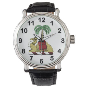 Heraldisk Kamel Palmtree Färg Vapenrock Armbandsur