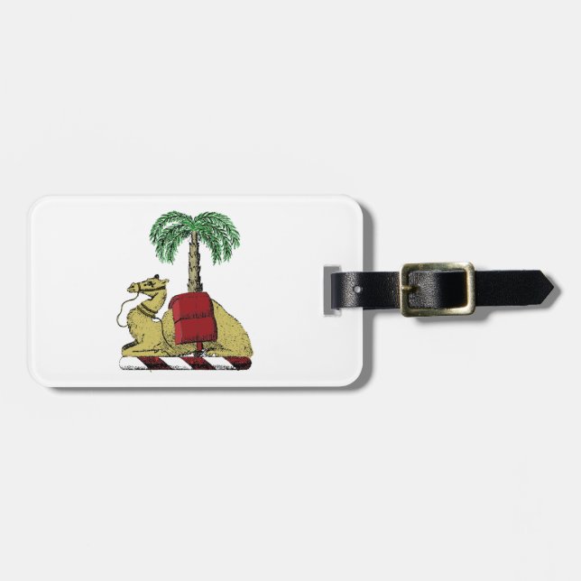 Heraldisk Kamel Palmtree Färg Vapenrock Bagagebricka (Horisontell Framsida)