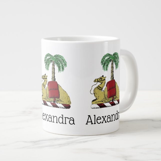 Heraldisk Kamel Palmtree Färg Vapenrock Jumbo Mugg (Framsida höger)