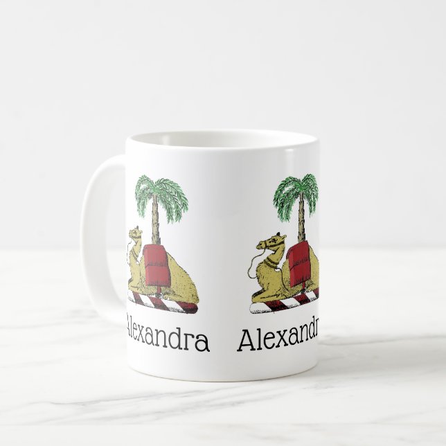 Heraldisk Kamel Palmtree Färg Vapenrock Kaffemugg (Framsida vänster)
