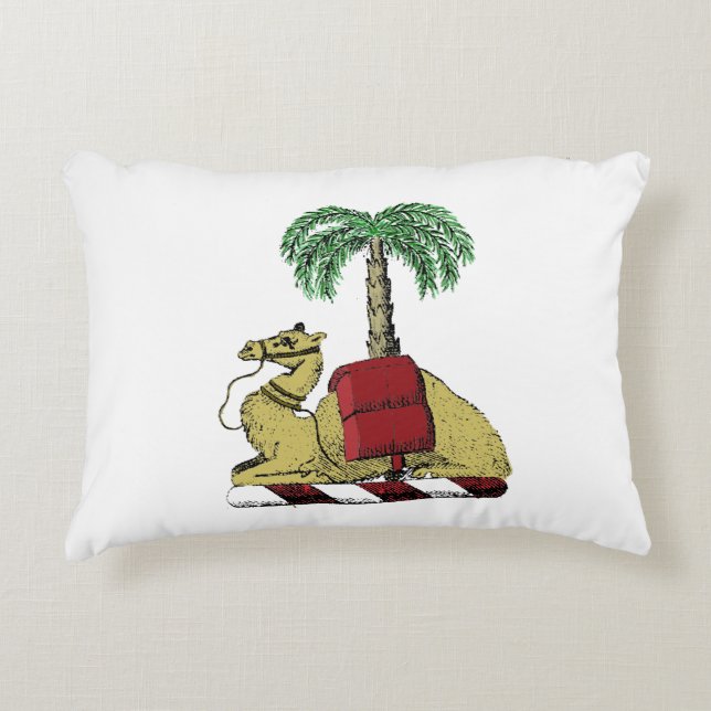 Heraldisk Kamel Palmtree Färg Vapenrock Prydnadskudde (Framsidan)