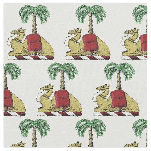 Heraldisk Kamel Palmtree Färg Vapenrock Tyg (Närbild)