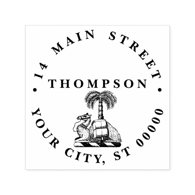 Heraldisk Kamel Palmtree Vapen Emblem Självfärgande Stämpel (Design)