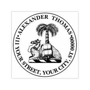 Heraldisk kamelpalmtreefärg vapensköld självfärgande stämpel