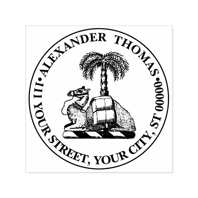 Heraldisk kamelpalmtreefärg vapensköld självfärgande stämpel (Design)