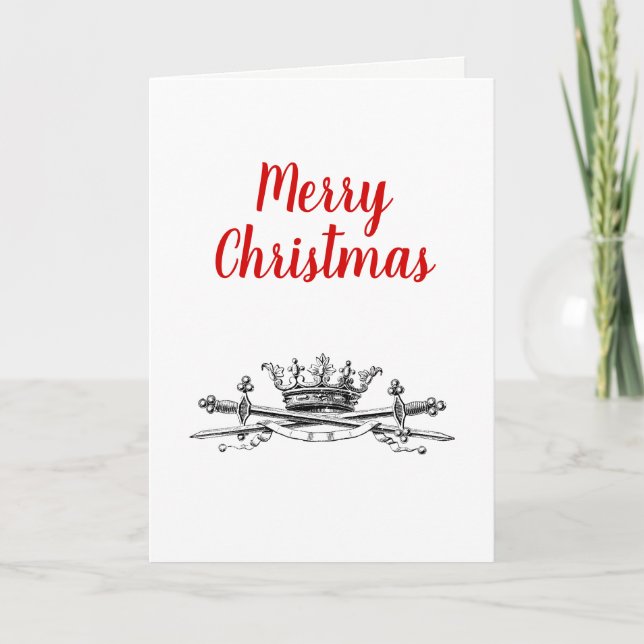 Heraldisk kron Korslagda svärd Sabel Jul Xmas Helgkort (Framsida)