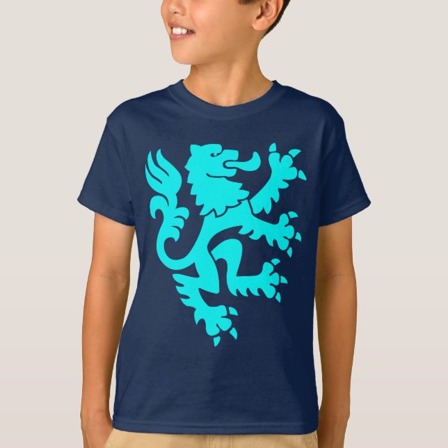 Heraldisk Lejon 01 - Cyan Tee Shirt (Framsida)