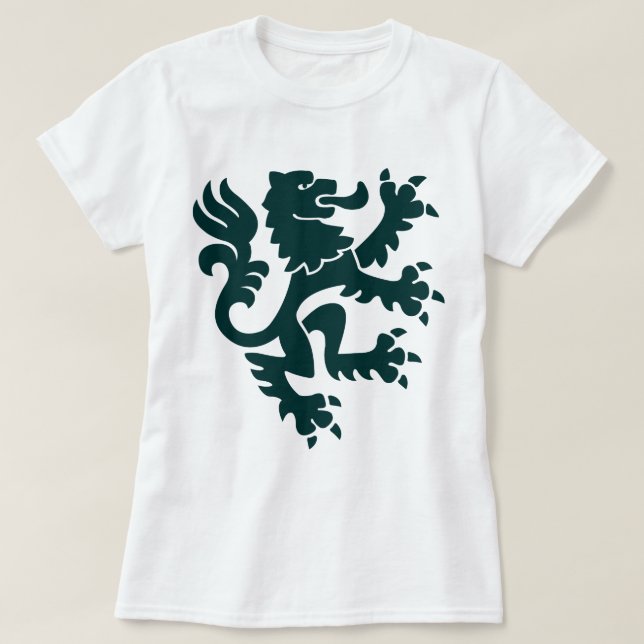 Heraldisk Lejon 01 - Mörk grönt T Shirt (Design framsida)