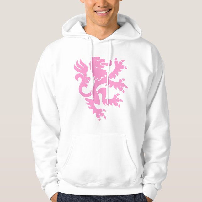 Heraldisk Lejon 01 - Rosa Sweatshirt Med Luva (Framsida)