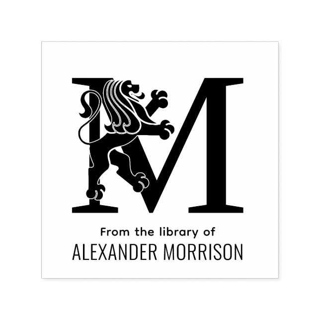 Heraldisk Lejon Stdg Över Enkel Initial Namn Bok Självfärgande Stämpel (Design)