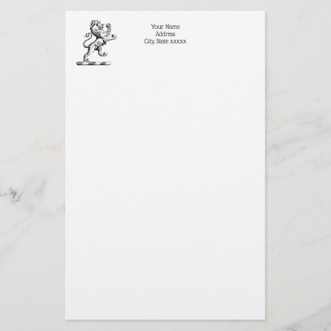 Heraldisk Lejon Vapensköld Emblem Brevpapper (Framsida)