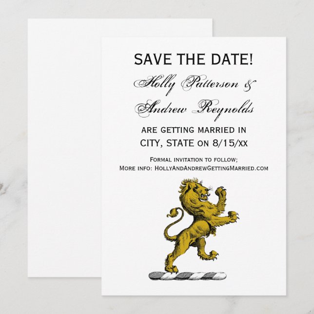 Heraldisk Lejon Vapensköld Emblem C Inbjudningar (Fram/baksida)