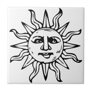 Heraldisk sol kakelplatta