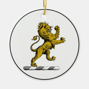 Heraldisk stående lejon kamemalj C Julgransprydnad Keramik