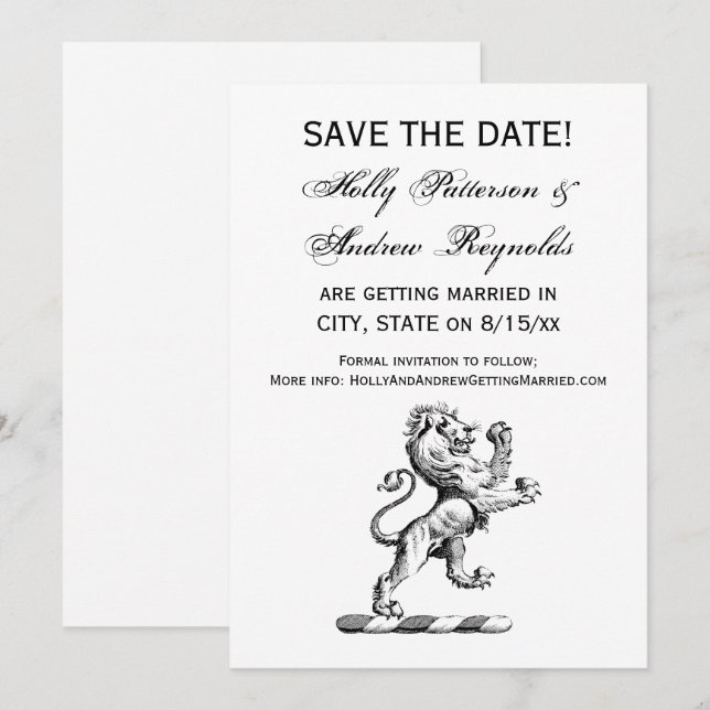 Heraldisk stående lejon kamemalj inbjudningar (Fram/baksida)