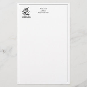 Heraldisk Unicorn Head Jackat av Arm Emblem Brevpapper