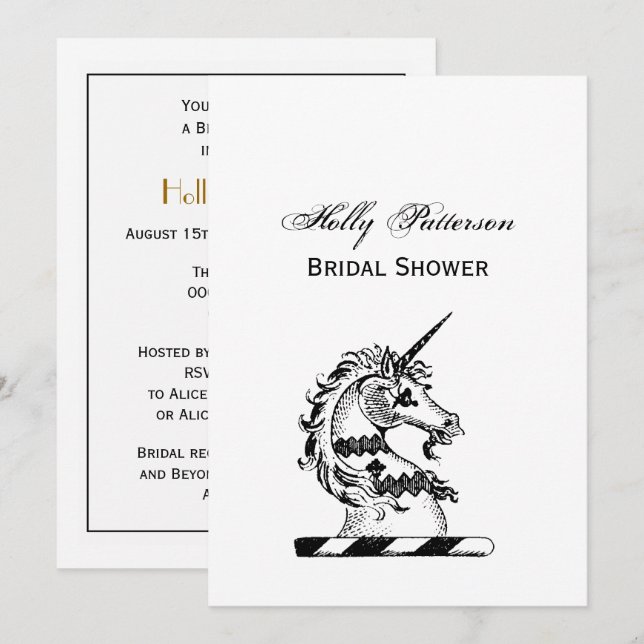 Heraldisk Unicorn Head Jackat av Arm Emblem Inbjudningar (Fram/baksida)