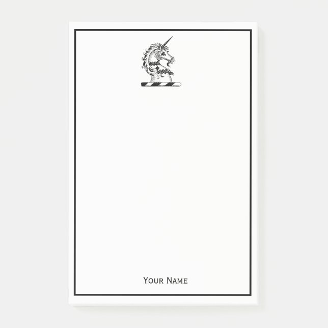 Heraldisk Unicorn Head Jackat av Arm Emblem Post-it Block (Framsida)