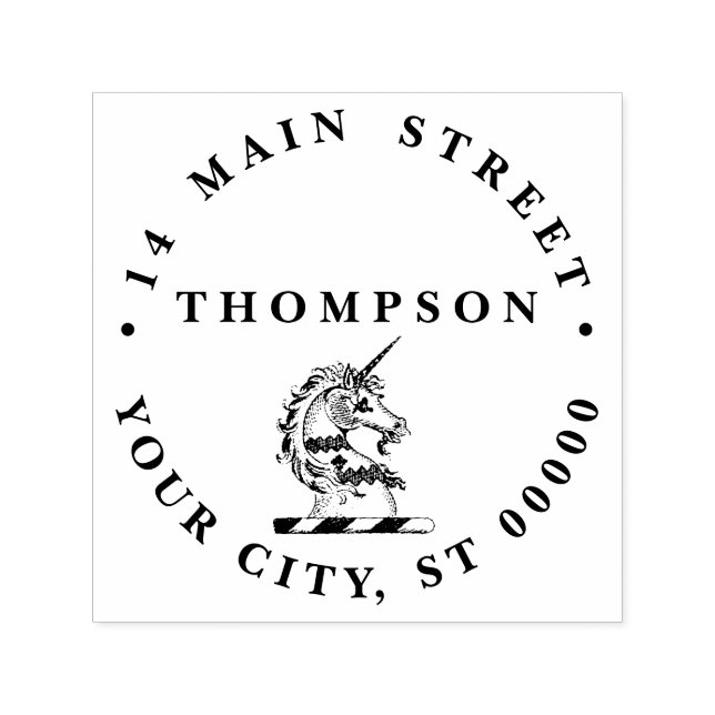 Heraldisk Unicorn Head Jackat av Arm Emblem Självfärgande Stämpel (Design)