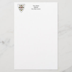 Heraldisk Vintage 4 Bes Scrollsar på Shield Vapens Brevpapper