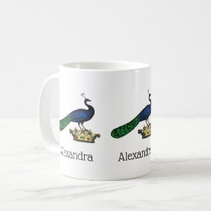 Heraldisk Vintage Stilisad Påfågel på Kron C Kaffemugg