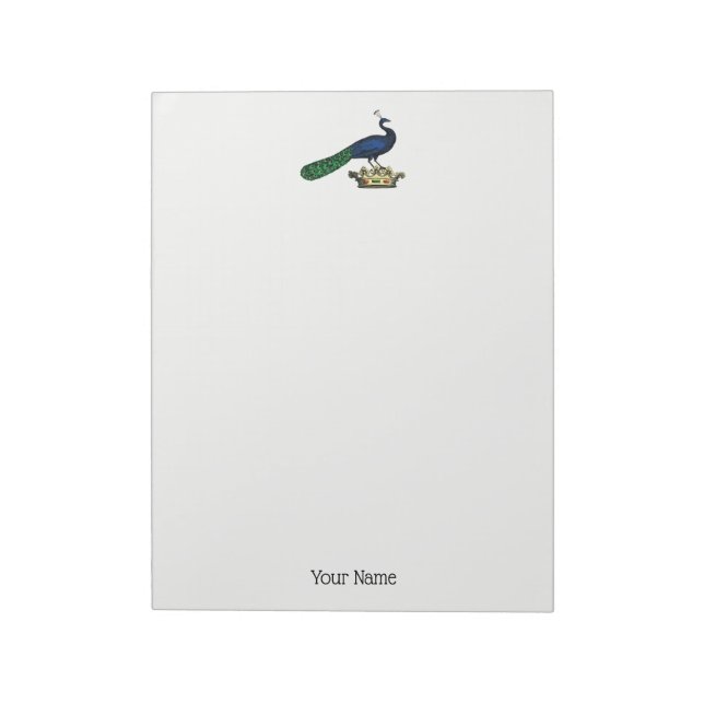 Heraldisk Vintage Stylized Peacock på Krona C Anteckningsblock (Roterad)