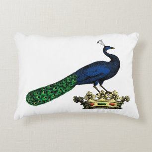 Heraldisk Vintage Stylized Peacock på Krona C Prydnadskudde