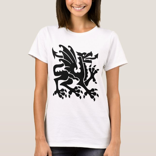 Heraldiska Dragon 01 - Black Tee Shirt (Framsida)