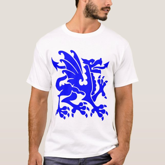 Heraldiska Dragon 01 - Blue T Shirt (Framsida)
