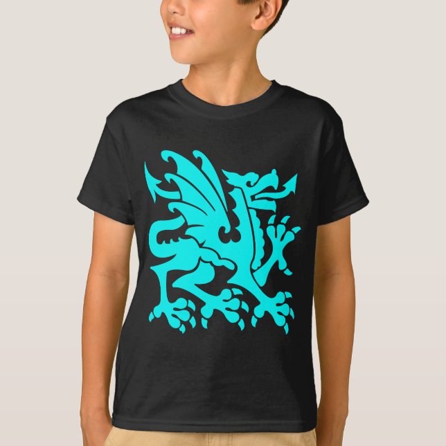 Heraldiska Dragon 01 - Cyan Tee Shirt (Framsida)