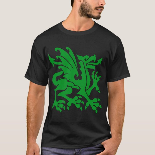 Heraldiska Dragon 01 - Grass Grönt Tee Shirt (Framsida)