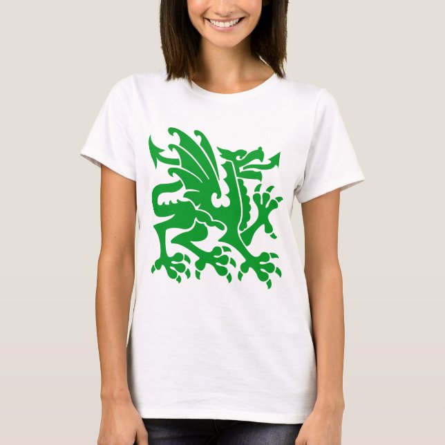Heraldiska Dragon 01 - Grass Grönt Tee Shirt (Framsida)