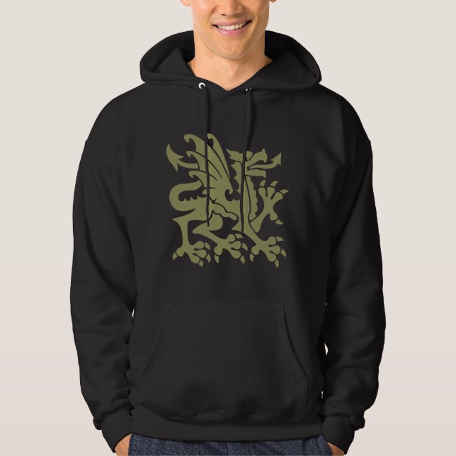 Heraldiska Dragon 01 - Khaki Sweatshirt Med Luva (Framsida)