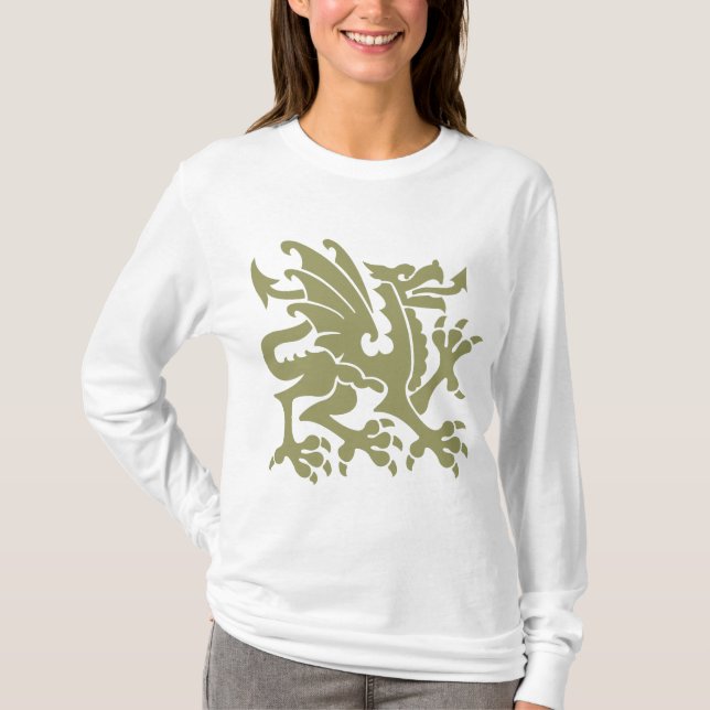 Heraldiska Dragon 01 - Khaki Tee Shirt (Framsida)