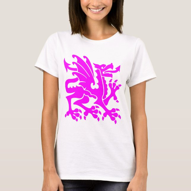 Heraldiska Dragon 01 - Magenta T Shirt (Framsida)