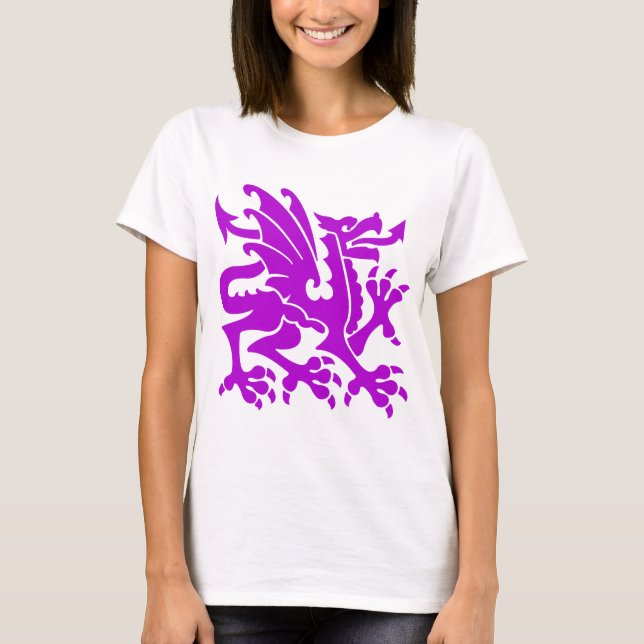 Heraldiska draken 01 - Lila T-shirt (Framsida)