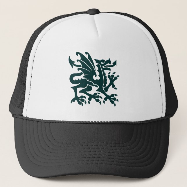 Heraldiska draken 01 - Mörk grönt Truckerkeps (Framsida)
