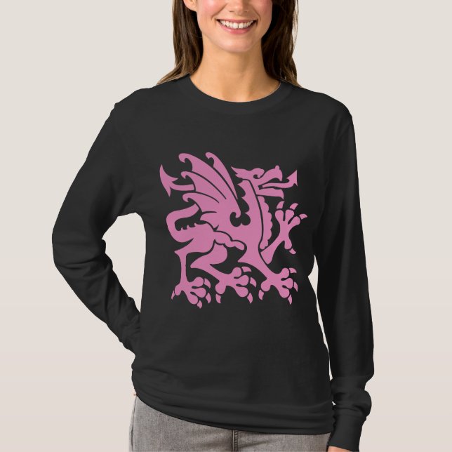 Heraldiska draken 01 - Rosa T Shirt (Framsida)