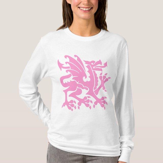 Heraldiska draken 01 - Rosa Tee (Framsida)