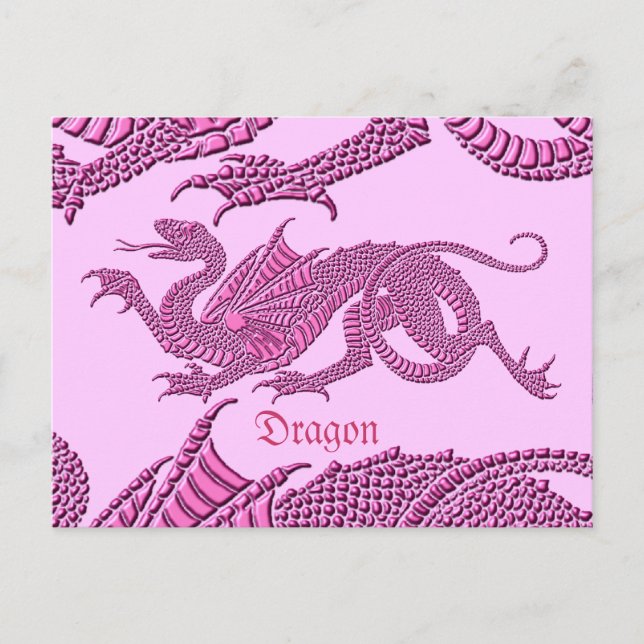 Heraldiska draken (Rosa) - vykort (Framsida)