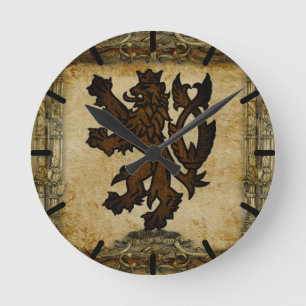 Heraldiska Rampant Lejonare Anpassningsbar Rund Klocka