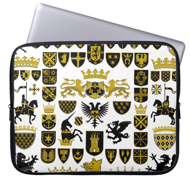 Heraldiska toppar, symboliska mönster. laptop fodral (Framsidan)