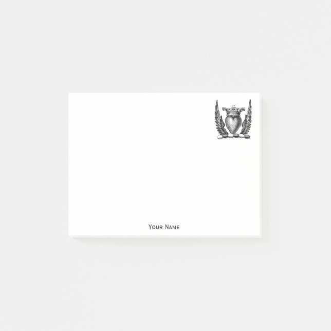 Heraldiskt hjärta med Vingar Jackar Arm Vapensköld Post-it Block (Framsida)